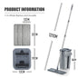 Hand Free Flat Floor Mop and Bucket Set for Professional Home Floor Cleaning System with Washable Microfiber Pads for Hardwood