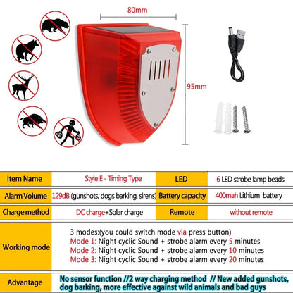 1/2Pcs Solar Alarm Light IP65 Waterproof Motion Sensor Alarm Lamp Outdoor Garden Dog Barking Animal Driver Securityfor Farm Yard