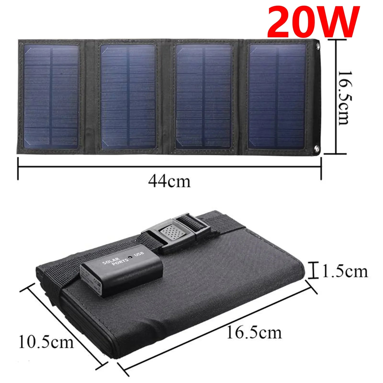 20W Foldable Solar Panel 5V USB Solar Cell Portable Waterproof Solar Panel Mobile Phone Battery Charger Outdoor Phone Power Bank
