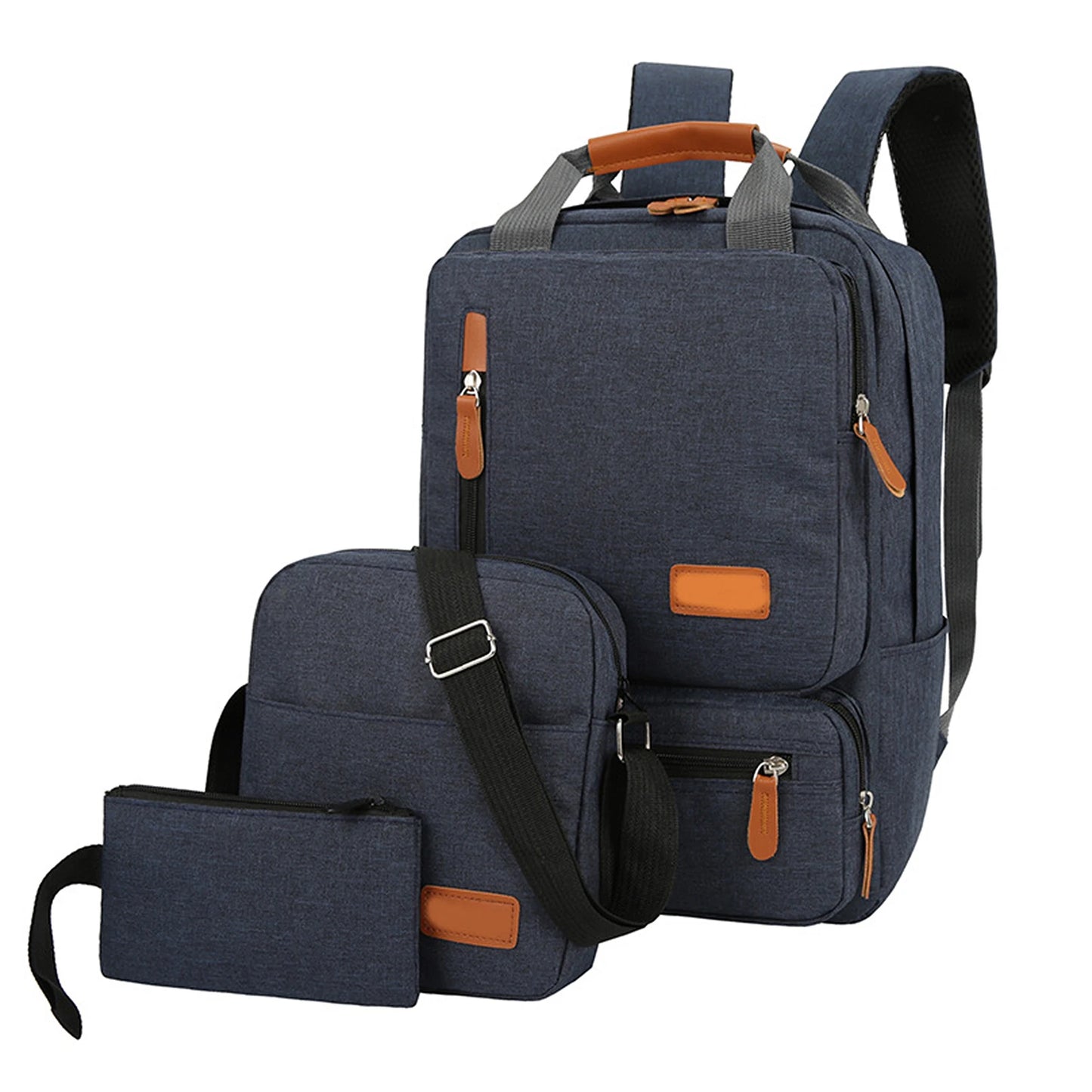 3Pcs Backpack Set Women Men Laptop Backpack Shoulder Bag Small Pocket for Travel School Business Work College Fits up to 14.5In