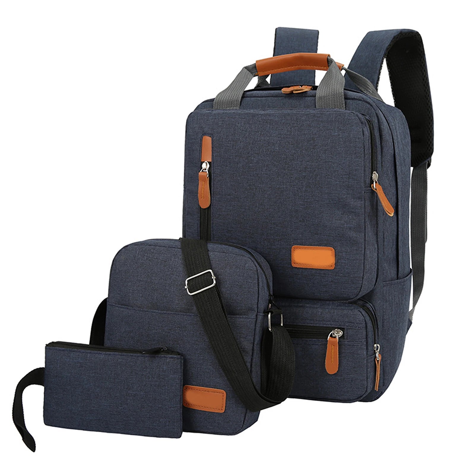 3Pcs Backpack Set Women Men Laptop Backpack Shoulder Bag Small Pocket for Travel School Business Work College Fits up to 14.5In