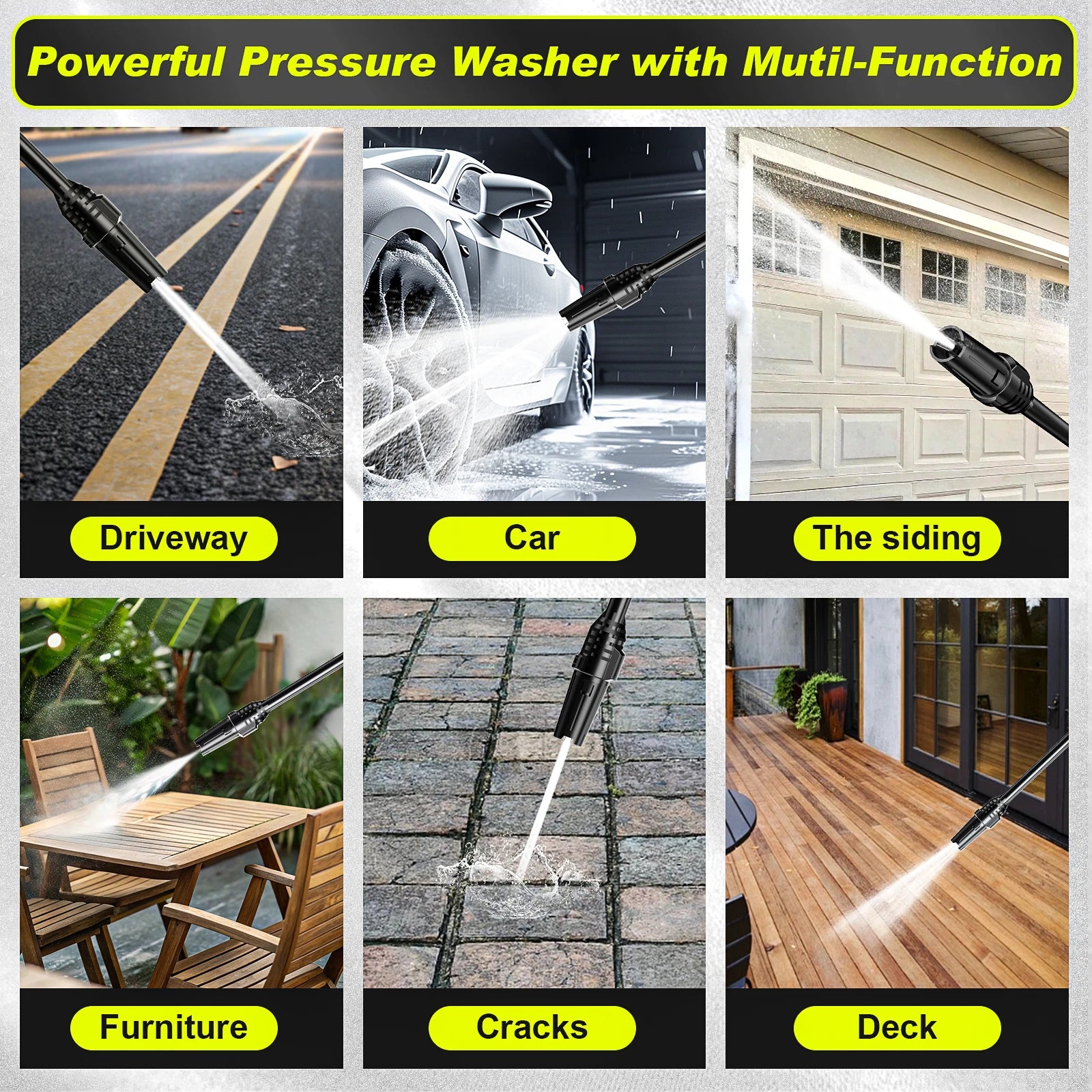 Gisam 180Bar 2200W Electric High Pressure Washer Car Washer Gun Garden Washing Water Wash Spray Gun 180° Adjustable Nozzle