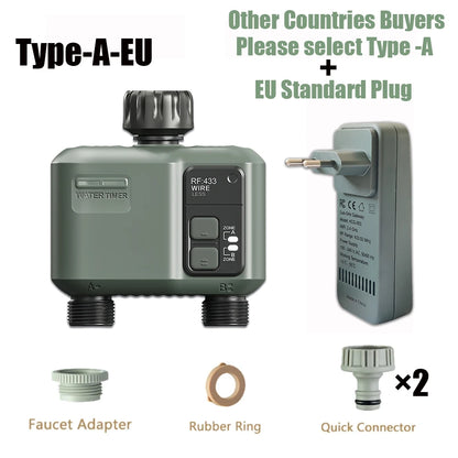 2025 Tuya Wifi+Rf433 Smart Garden Sprinkler Water Timer by 2 Way Rain Delay Filter Programmable Automatic Irrigation Controller