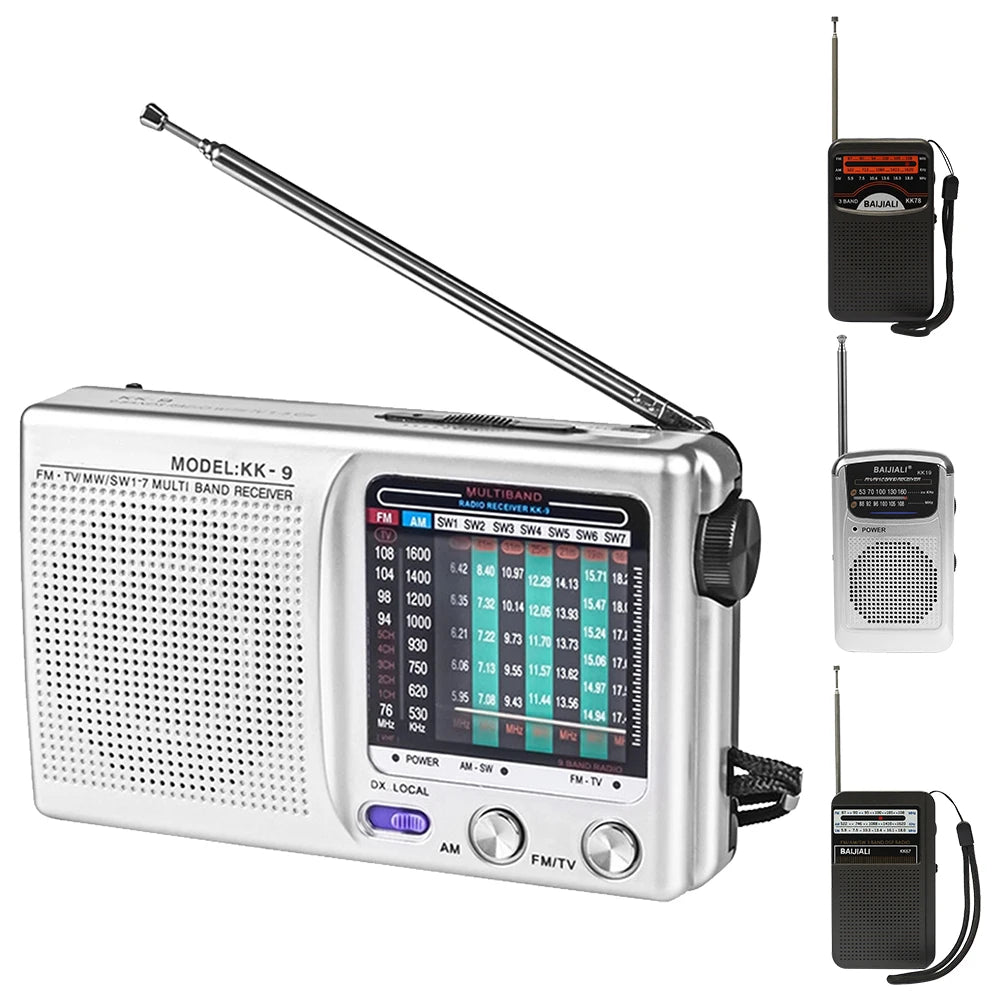 Digital Radio LCD Display Stereo Radio Battery Operated Pocket Pointer Radio Telescopic Antenna for Indoor Outdoor Emergency Use