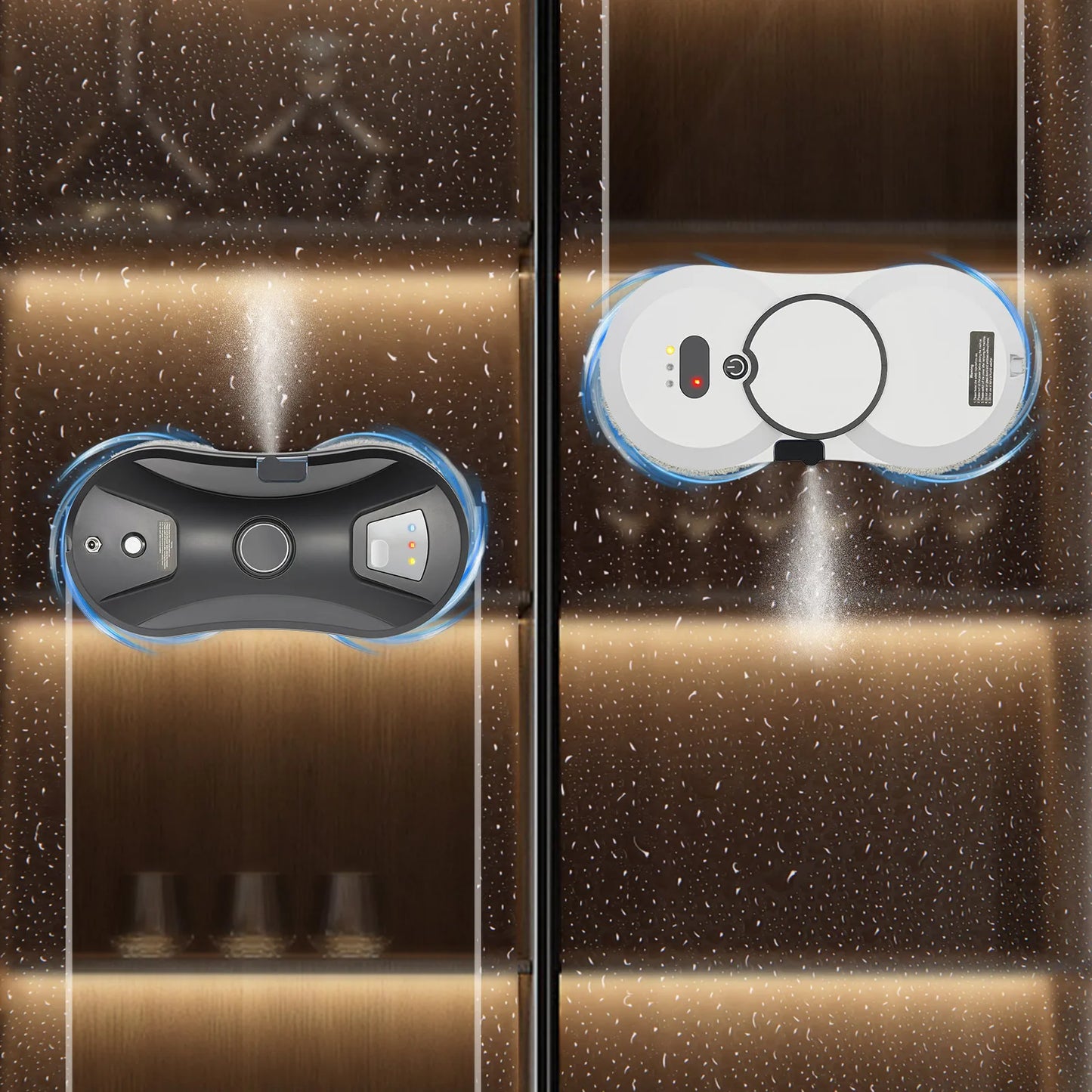 Smart Window Cleaner 2800Pa Auto Glass Cleaning Machine Electric Wiper with Water Spray Remote Control for Home/Office