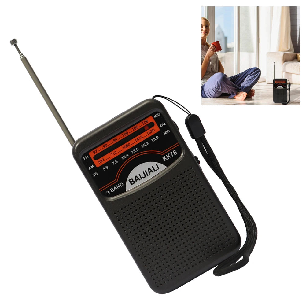 Digital Radio LCD Display Stereo Radio Battery Operated Pocket Pointer Radio Telescopic Antenna for Indoor Outdoor Emergency Use
