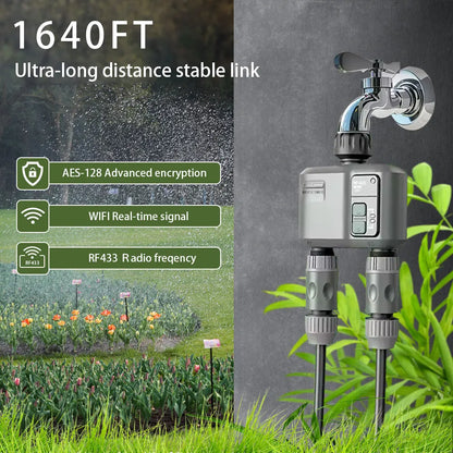 2025 Tuya Wifi+Rf433 Smart Garden Sprinkler Water Timer by 2 Way Rain Delay Filter Programmable Automatic Irrigation Controller
