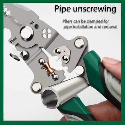 Foldable Wire Stripper, Pulley Design Multi-Function Electrician Wire Splitter Wire Winding Pliers Crimping Pliers Hand Tool