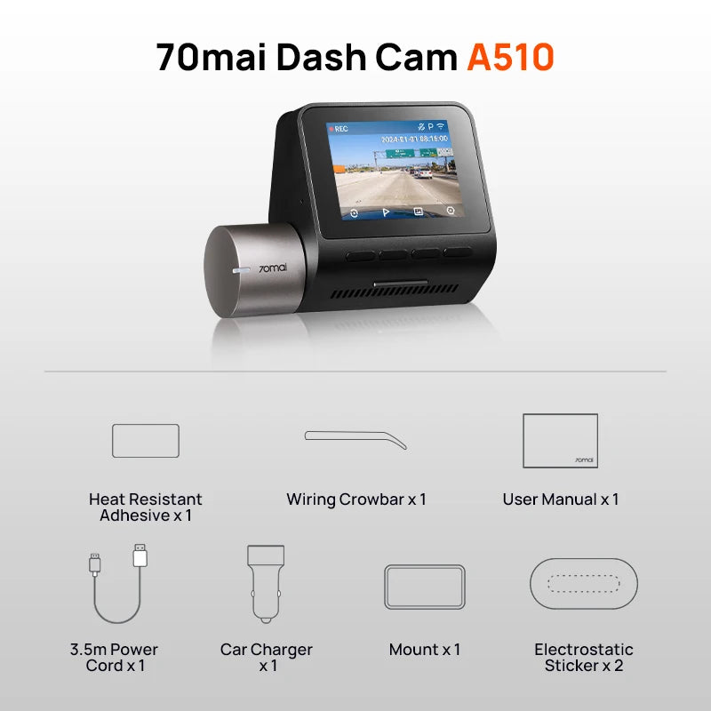 2024 New  Dash Cam A510 1944P HDR GPS ADAS 4G Connectivity  4G Front Cam A510 Car DVR 24H Parking Support Rear Cam