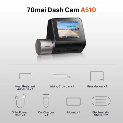 2024 New  Dash Cam A510 1944P HDR GPS ADAS 4G Connectivity  4G Front Cam A510 Car DVR 24H Parking Support Rear Cam