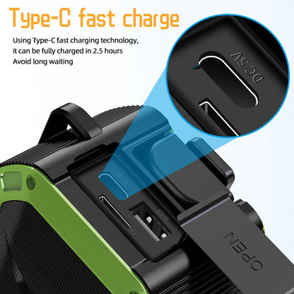 DF-580 Emergency Weather Radio Hand Crank Solar Radio AM/FM IPX5 Waterproof Outdoor Emergency LED Flashlight 5000Mah Power Bank