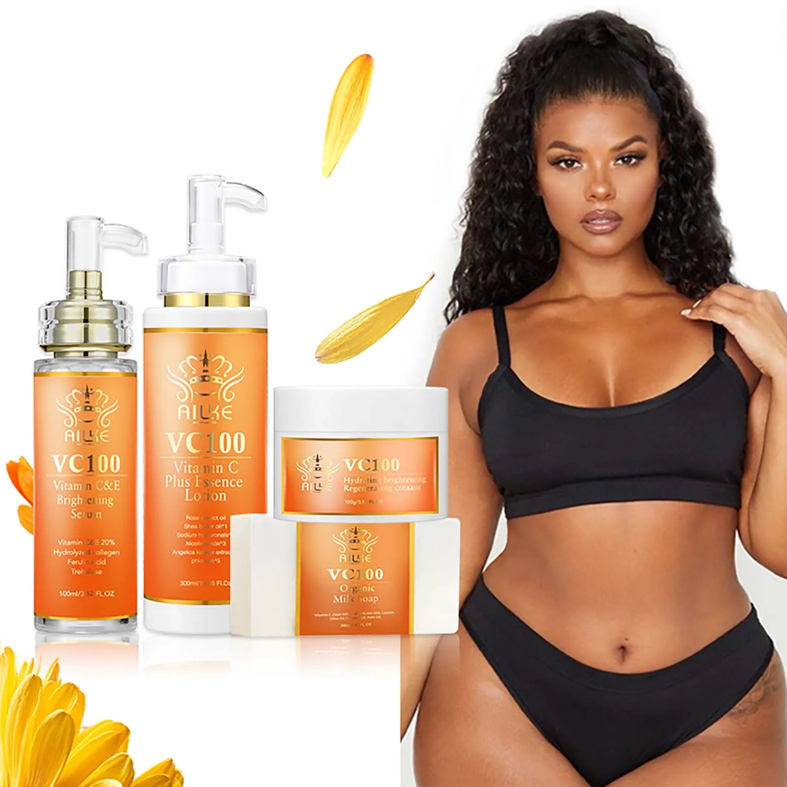 Vitamin C Whitening Kit for Women, Even Skin Tone, Clean Skin, Moisturizing, anti Wrinkle & Aging, Glow Skin Set