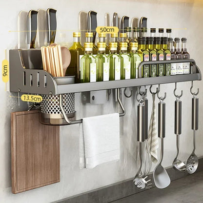 Kitchen Storage Rack Multifunctional Cutting Board Holder Wall Spice Rack Utensils Rack for Kitchen Seasoning Holder Organize