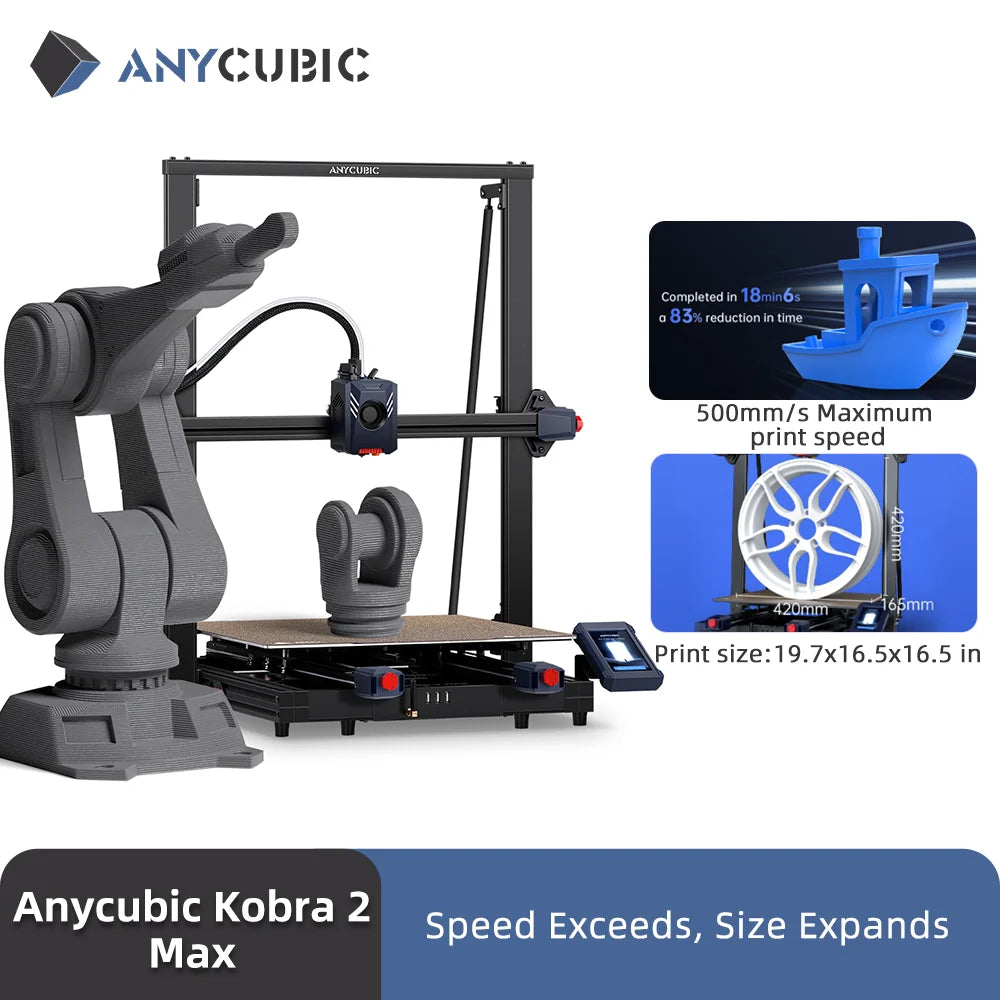 Kobra 2 MAX FDM Large Format 3D Printer 500Mm/S Maximum Print Speed Build Size with 500*420*420Mm Smart APP Control