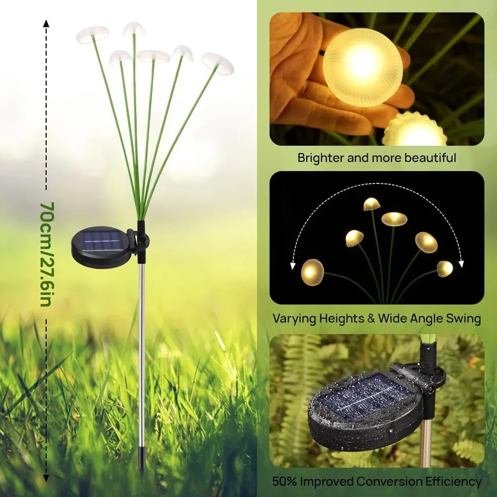 Solar LED Jellyfish Sway Lights Garden Decor Waterproof Outdoor Solar Pathway Light for Patio Balcony Yard Flowerbed