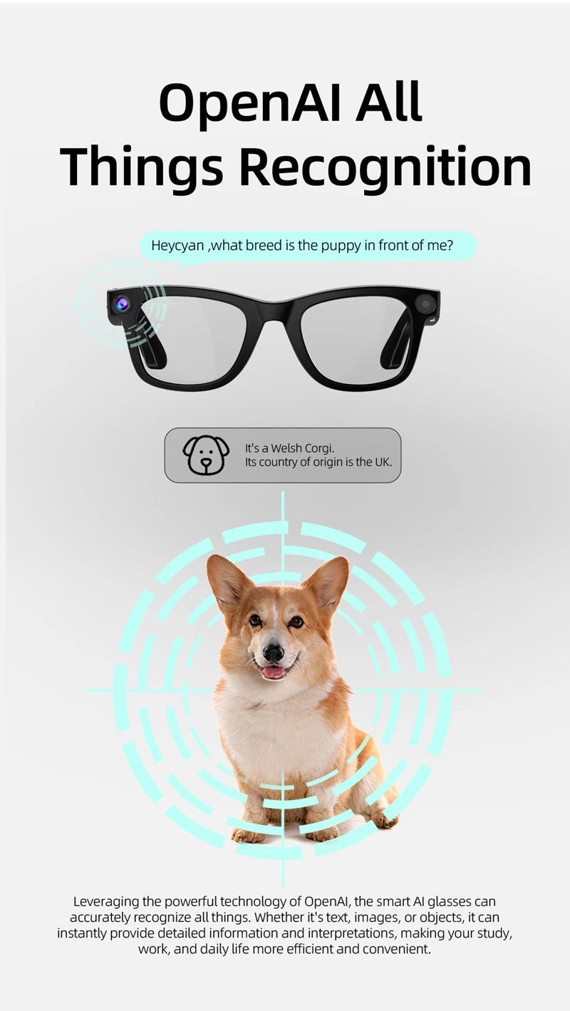 Xiaomi 800W Pixel Smart Glasses with Ai Camera for High-Definition Photography Video Recording Voice Calls and Translation New