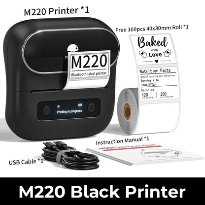 M220 Label Printer 75Mm Thermal Label Maker for Barcode Address Labeling Mailing File Folder Labels for Phone & PC