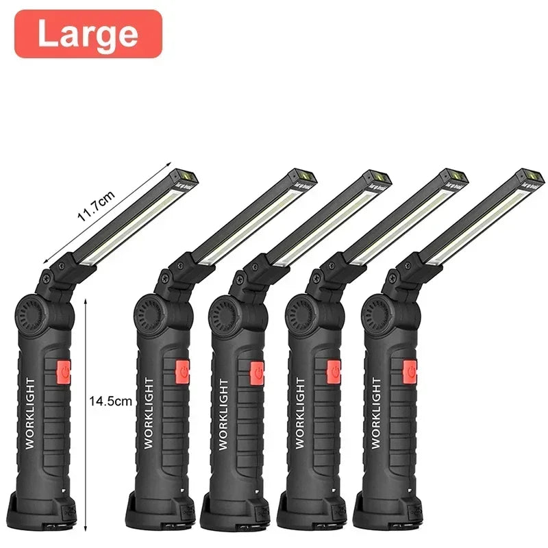 Multifunctional Folding Work Light Portable Camping Light USB Rechargeable Flashlight with Built-In Battery Magnetic Lamp