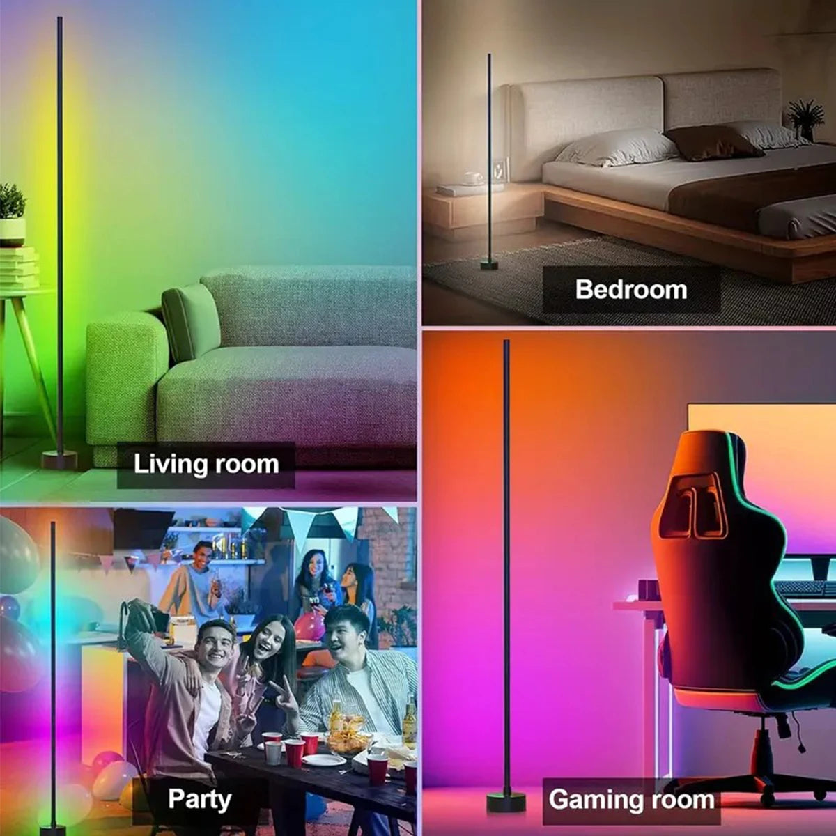 EISSLOLY 2PCS Intelligent RGB Floor Lamp APP Control Music Synchronized Corner Lighting Room Decoration Standing Lights