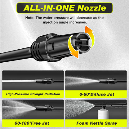 Gisam 180Bar 2200W Electric High Pressure Washer Car Washer Gun Garden Washing Water Wash Spray Gun 180° Adjustable Nozzle