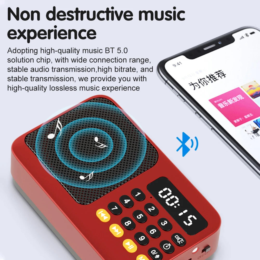 Portable Radio Music Player Handheld Rechargeable Digital FM USB TF MP3 Player Speaker Devices Supplies with LED Display Radio ﻿