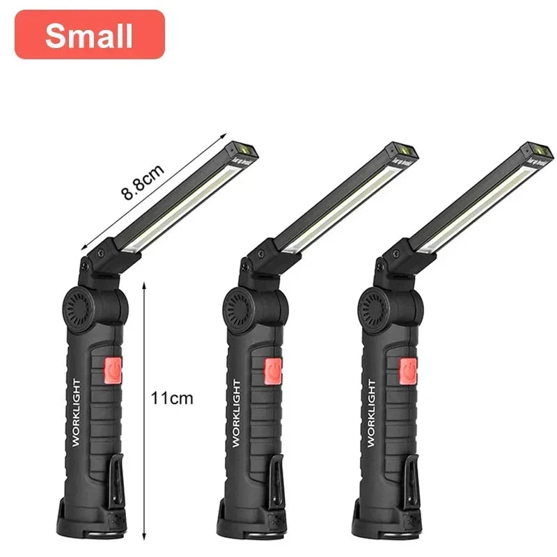 Multifunctional Folding Work Light Portable Camping Light USB Rechargeable Flashlight with Built-In Battery Magnetic Lamp