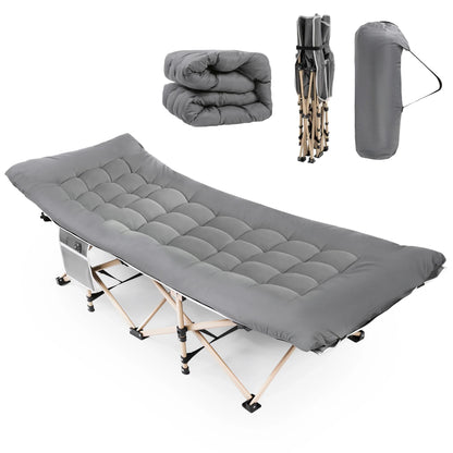 Folding Camping Beds for Adults, Heavy Duty Sturdy Camp Bed with Thick and Soft Mattress, Stronge Thicker Tubes Sleeping Bed