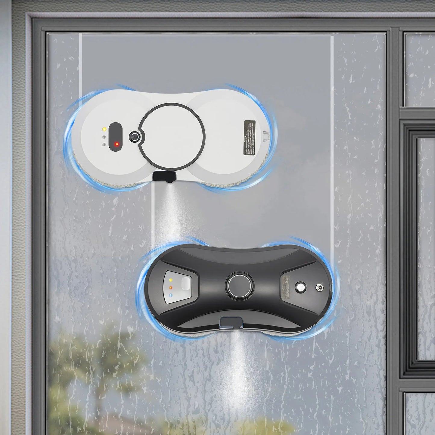 Smart Window Cleaner 2800Pa Auto Glass Cleaning Machine Electric Wiper with Water Spray Remote Control for Home/Office