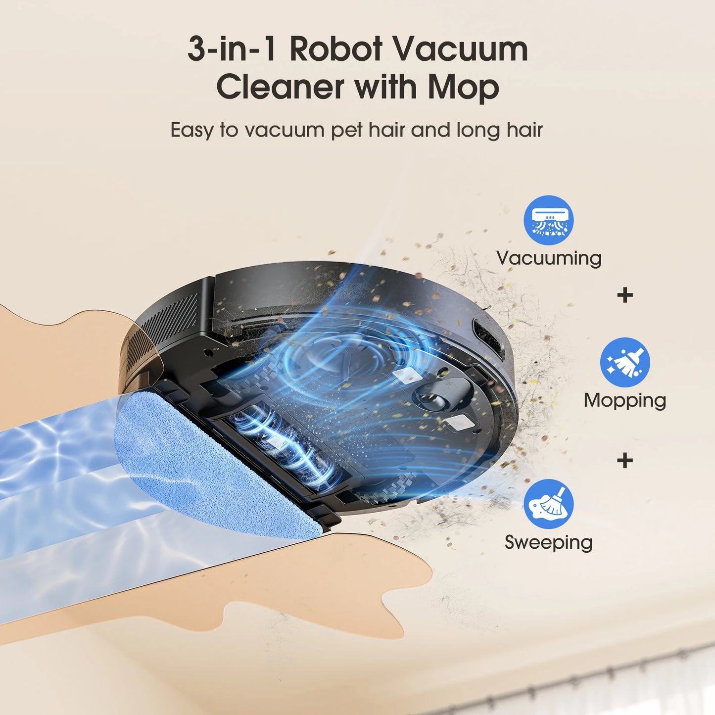 L20 Max Robot Vacuum Mop 60-Day Self-Emptying Lidar Navigation 5500Pa Suction Y-Mopping, App Control 120Min Run