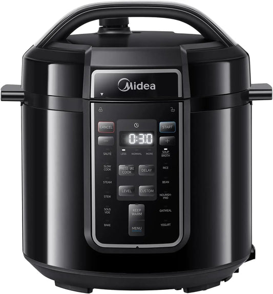 Quick Electric Pressure Cooker 9-In-1 12 Predefined Programs Instant Stainless Steel Multicooker, Anti-Stick Pot, 6L, Black