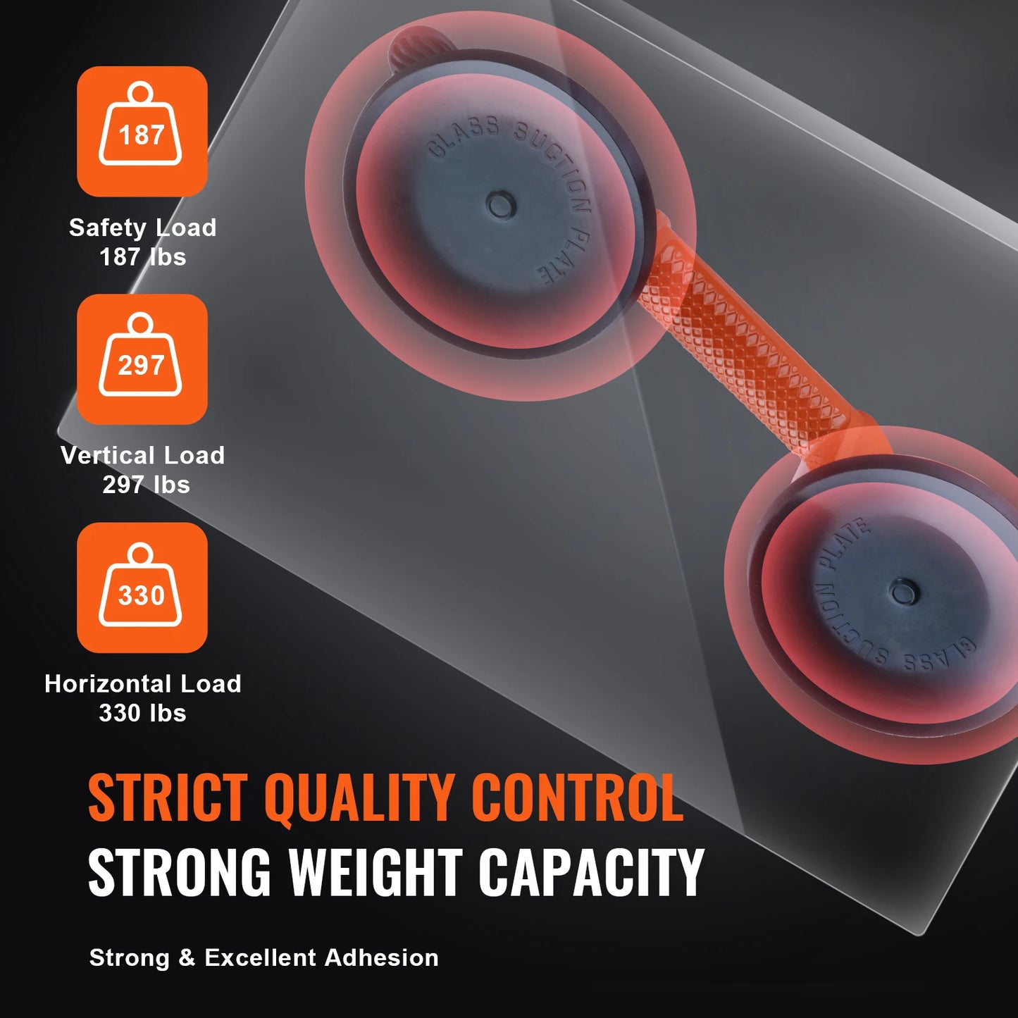 Succebuy 4.7" 2Pack 330 Lbs Glass Vacuum Suction Cup Vacuum with Aluminum Handle for Glass Granite Tile Metal Wood Panel Lifting