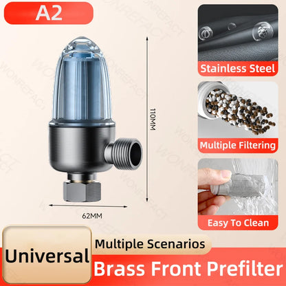 Bathroom Stainless Steel Water Heater Filter Filter Element Can Be Cleaned Brass Front Prefilter Detachable Filter Cartridge