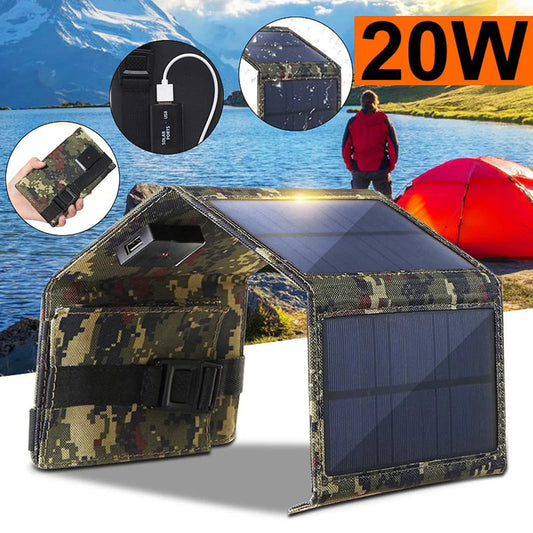 20W Foldable Solar Panel 5V USB Solar Cell Portable Waterproof Solar Panel Mobile Phone Battery Charger Outdoor Phone Power Bank