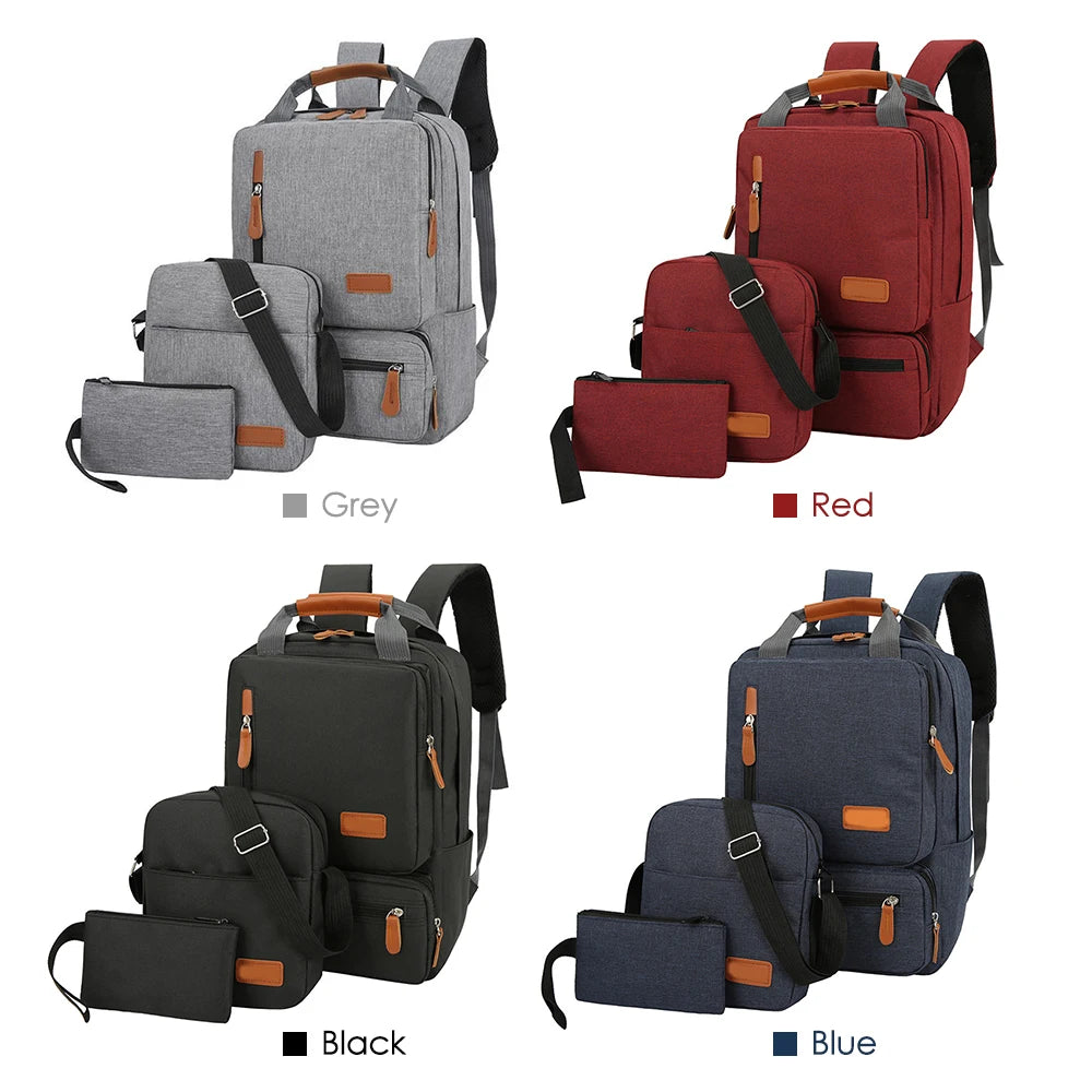 3Pcs Backpack Set Women Men Laptop Backpack Shoulder Bag Small Pocket for Travel School Business Work College Fits up to 14.5In