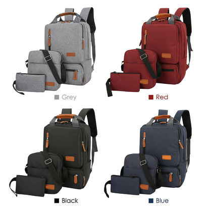 3Pcs Backpack Set Women Men Laptop Backpack Shoulder Bag Small Pocket for Travel School Business Work College Fits up to 14.5In