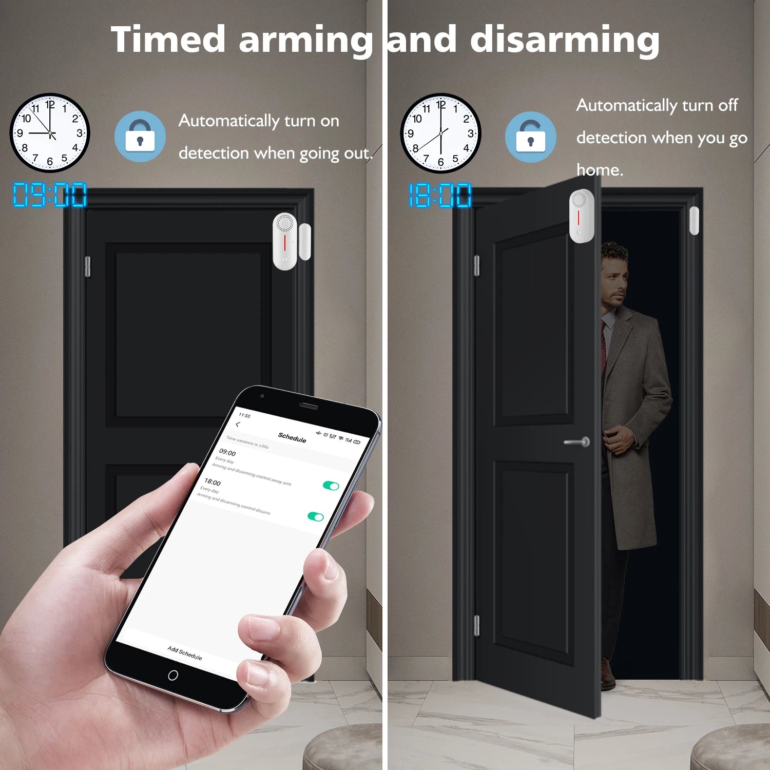 TAIBOAN Tuya Wifi Door Sensor Smart APP Window Sensor Alarm Detector Independent Magnetic Sensor Work with Alexa Google Home