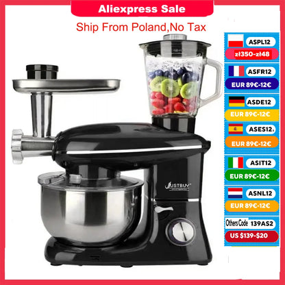 Kitchen Food Processor with Juicer Meat Grinder Chopper Stand Cream Egg Whisk Mixer Blender Cake Dough Bread Maker Machine