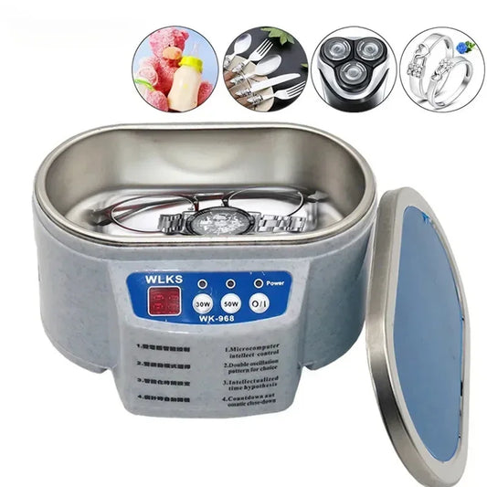 600ML Portable Ultrasonic Cleaner Jewelry Parts Glasses Denture False Teeth Watch Washing Machine Tub Dual Frequency Vibration