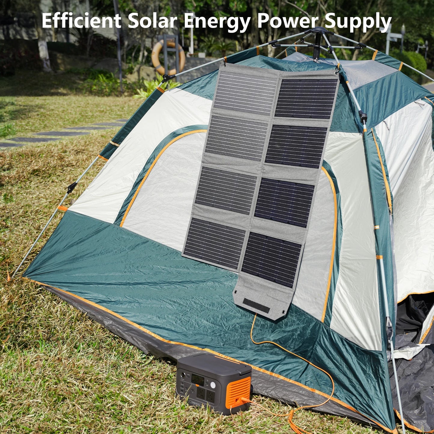 80W Foldable Solar Panel, Portable Power Supply with 4 Ports (Dc/Usb-C/2Xusb-A) & 7-In-1 Connector for Emergency Backup