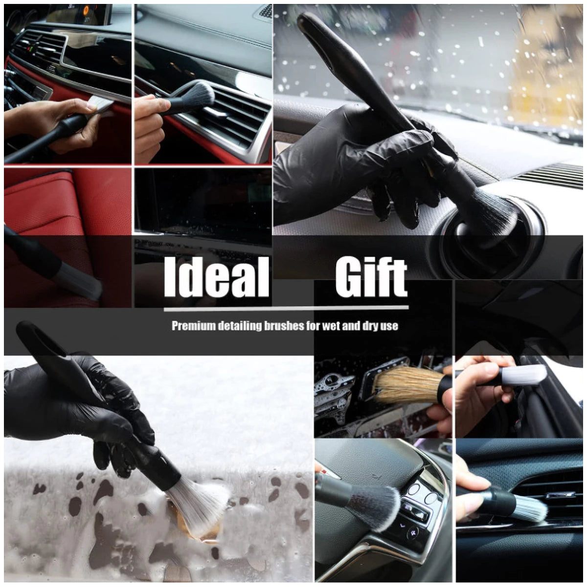 3/1Pcs Car Wash Wheel Brush Kit Flexible Car Detailing Brushes Non-Slip Easy to Cleaning Rims Spokes Wheel Barrel Car Accessorie