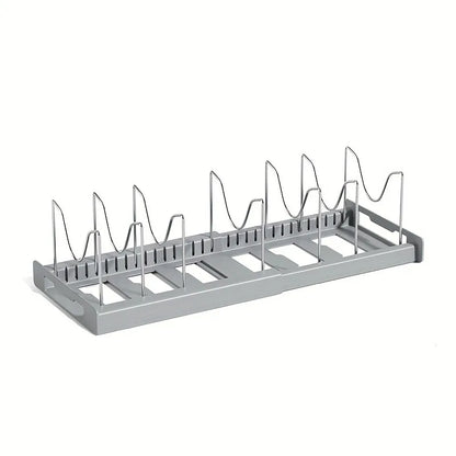 Expandable Kitchen Cabinet Pot Organizer Rack, Adjustable Divider, Multi-Purpose Pots and Pans Storage Solution