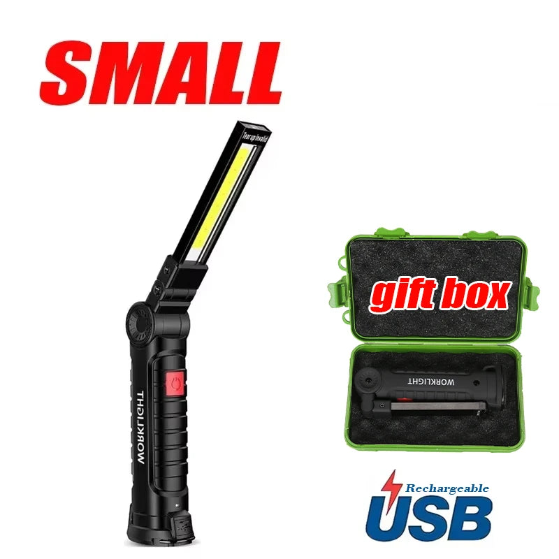 Multifunctional Folding Work Light Portable Camping Light USB Rechargeable Flashlight with Built-In Battery Magnetic Lamp