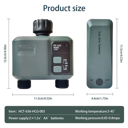 2025 Tuya Wifi+Rf433 Smart Garden Sprinkler Water Timer by 2 Way Rain Delay Filter Programmable Automatic Irrigation Controller
