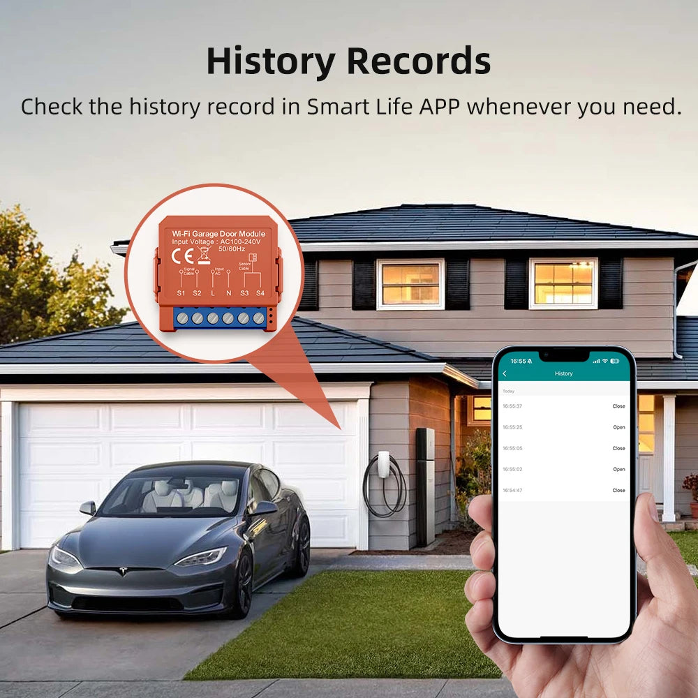 Tuya Wifi Garage Door Opener Smart App Remote Voice Control Gate Door Switch Module Works with Alexa Google Home Alice