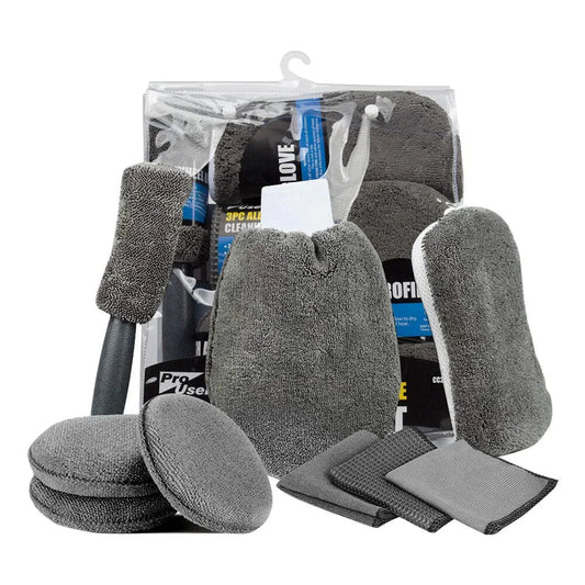 9Pcs Car Wash Cleaning Set Microfiber Towels Blush Sponge Wash Glove Polish Care Applicator Pads Auto Detailing Washing Tools