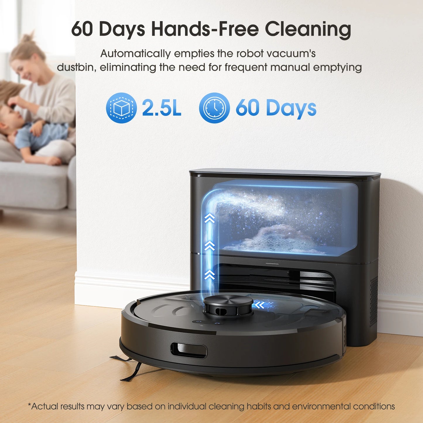 L20 Max Robot Vacuum Mop 60-Day Self-Emptying Lidar Navigation 5500Pa Suction Y-Mopping, App Control 120Min Run