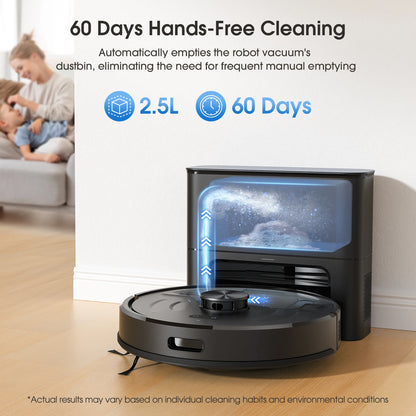 L20 Max Robot Vacuum Mop 60-Day Self-Emptying Lidar Navigation 5500Pa Suction Y-Mopping, App Control 120Min Run