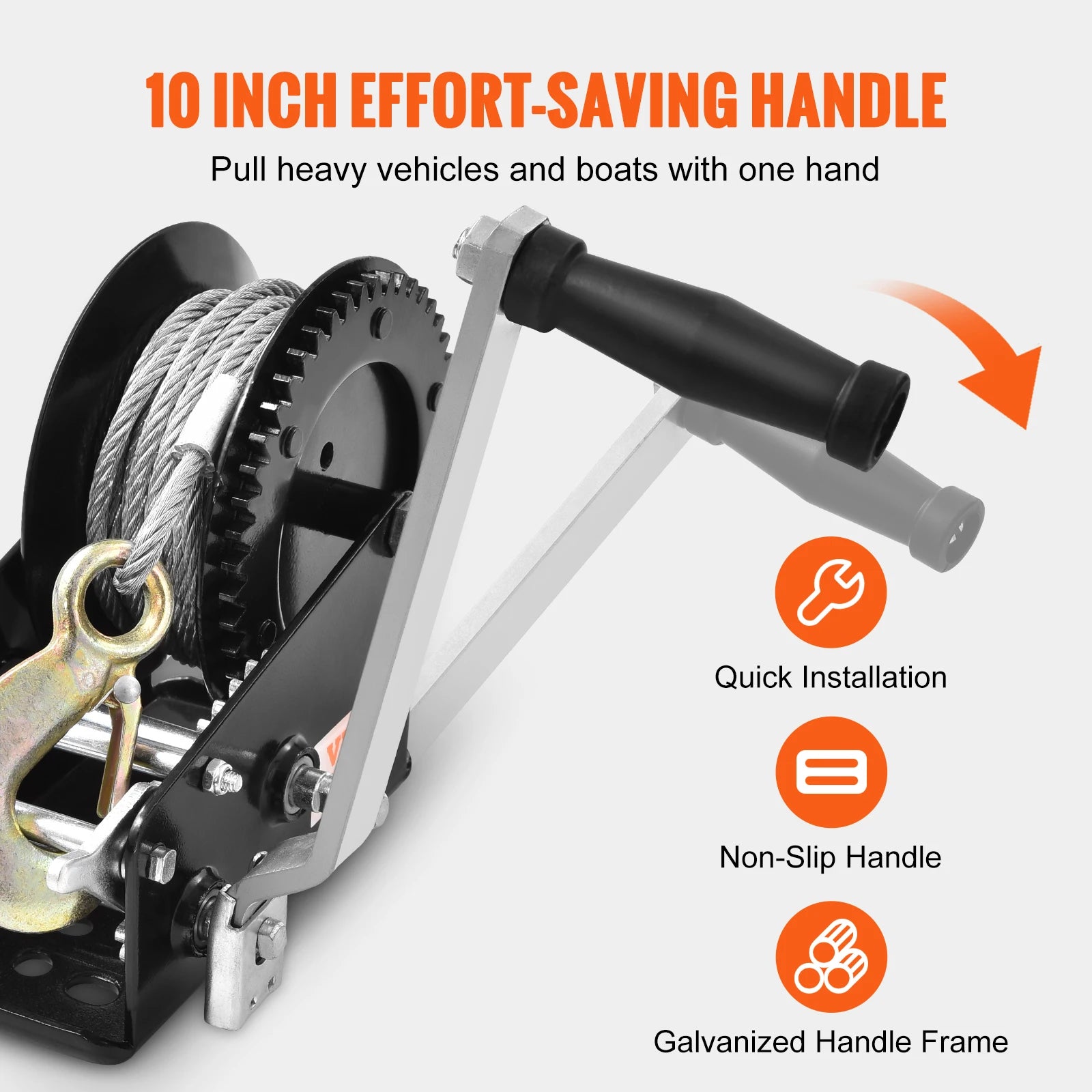Succebuy Hand Winch Heavy Duty Rope Crank with 33 Ft Steel Wire Cable and Two-Way Ratchet for Trailer Boat or ATV Towing