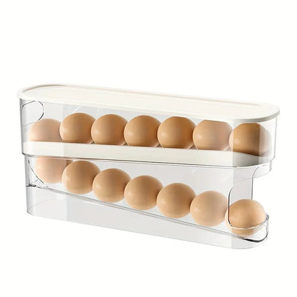Double Layer Rolling Egg Dispenser Refrigerator Egg Storage Box Automatic Scrolling Egg Holder Household Kitchen Organizer