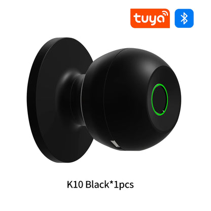 Fingerprint Safe Electronic Lock Door Handle Stainless Steel round Door Knob Rotation Lock Doorknob Lock with Key Tuya App Home